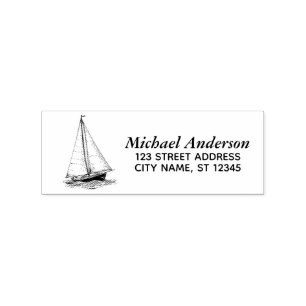 Trendy Sailboat Nautical Rücksendeadresse Gummistempel