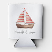 Trendy Sailboat Nautical Watercolor Personalized Dosenkühler (Vorderseite)