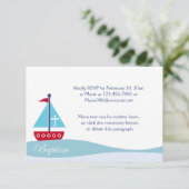 Trendy Sailboat Taufen UAWG Umschließungskarten RSVP Karte (Stehend Vorderseite)