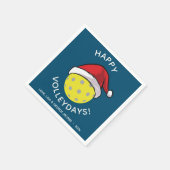 Trendy Santa Cap Pickleball Blauer Weihnachten Serviette (Ecke)