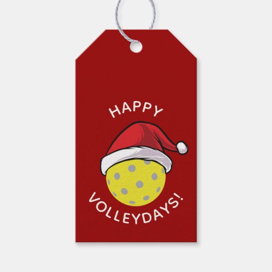 Trendy Santa Cap Pickleball Red Christmas Geschenkanhänger (Vorderseite)