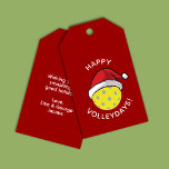Trendy Santa Cap Pickleball Red Christmas Geschenkanhänger<br><div class="desc">Trendy moderne Pickleball Weihnachtsgeschenk Tag. Gelber Pickleball mit roter Weihnachtsmannmütze. Gute Ferien!</div>
