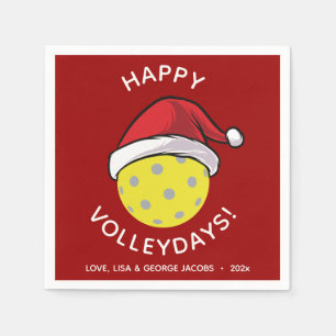 Trendy Santa Cap Pickleball Red Christmas Serviette