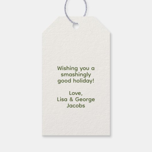 Trendy Santa Cap Pickleball Weiße Weihnachten Geschenkanhänger (Rückseite)