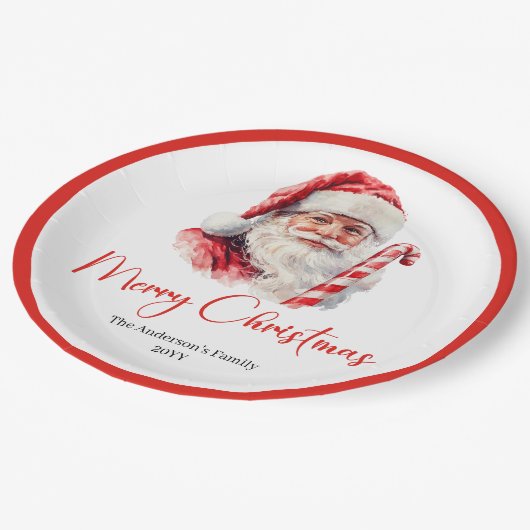 Trendy Santa Claus Modern Warmish Holiday Plates Pappteller (Schrägansicht)