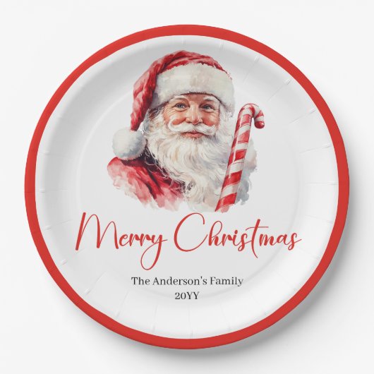 Trendy Santa Claus Modern Warmish Holiday Plates Pappteller (Vorderseite)
