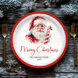 Trendy Santa Claus Modern Warmish Holiday Plates Pappteller