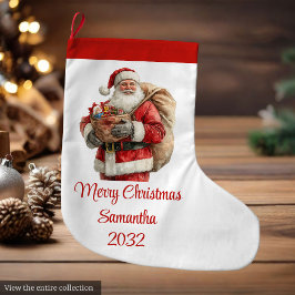 Trendy Santa Claus Modern Warmish Holiday Stocking Großer Weihnachtsstrumpf