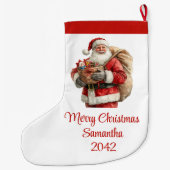 Trendy Santa Claus Modern Warmish Holiday Stocking Großer Weihnachtsstrumpf (Rückseite)