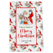 Trendy Santa Claus modern watercolor holiday bag Mittlere Geschenktüte (Vorderseite)