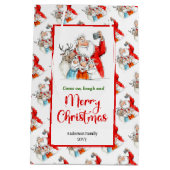 Trendy Santa Claus modern watercolor holiday bag Mittlere Geschenktüte (Rückseite)