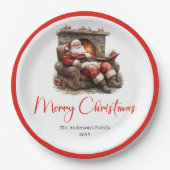 Trendy Santa Claus Watercolor Holiday Tableware Pappteller (Vorderseite)