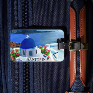 Trendy Santorini Griechenland Illustration Gepäckanhänger