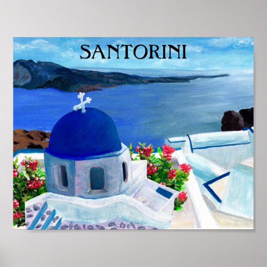 Trendy Santorini Griechenland Illustration Poster (Vorne)