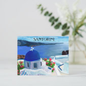 Trendy Santorini Griechenland Illustration Postkarte (Stehend Vorderseite)