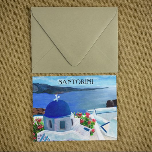 Trendy Santorini Griechenland Illustration Postkarte