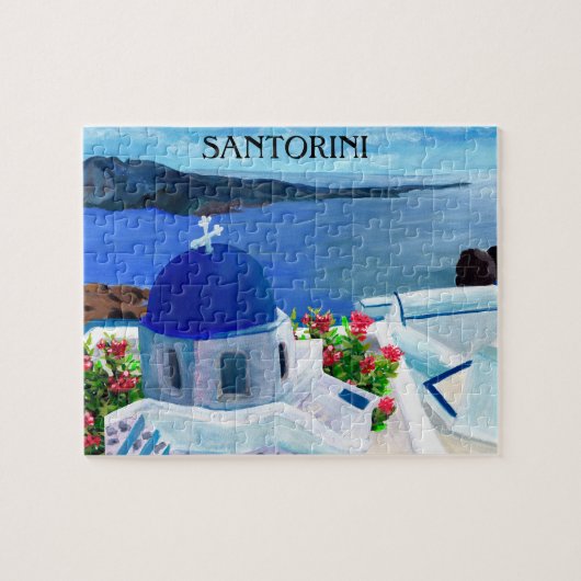 Trendy Santorini Griechenland Illustration Puzzle (Horizontal)