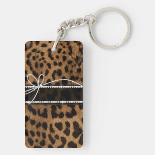 Trendy schicke gürtelige Imitate brauner Leopard Schlüsselanhänger (Rückseite)