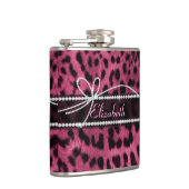 Trendy schicke gürtelige Imitate heiß rosa Leopard Flachmann (Rechts)