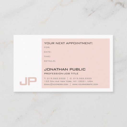 Trendy Schlicht Appointment Erinnerung Ausgezeichn Terminkarte (Vorderseite)