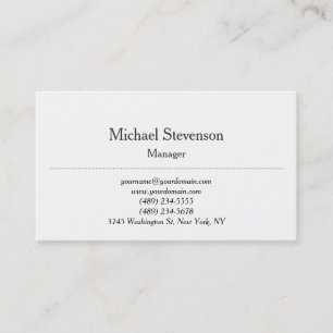 Trendy Schlicht Chic Classic White Business Card Visitenkarte