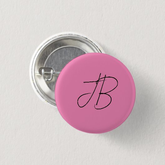 Trendy schlicht kalligraphische Monogramm-Initiale Button (Vorne & Hinten)