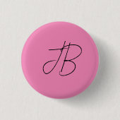 Trendy schlicht kalligraphische Monogramm-Initiale Button (Vorderseite)