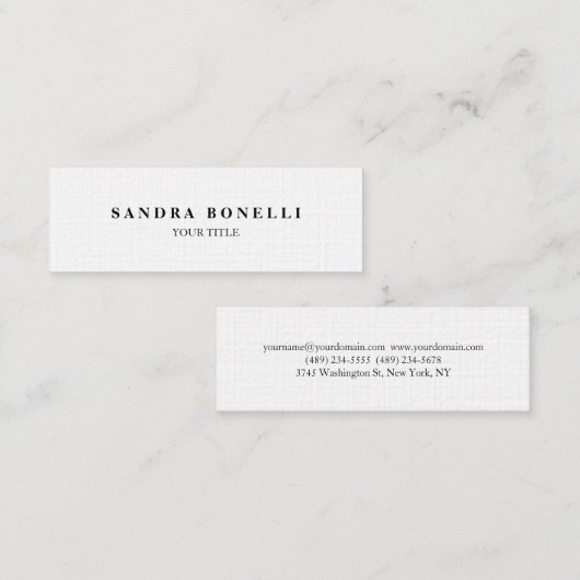 Trendy Schlicht Slim Beruflich Minimalistisch Mini Visitenkarte (Vorne/Hinten)