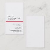 Trendy Schlicht White Red Consultant Vertical Visitenkarte (Vorne/Hinten)