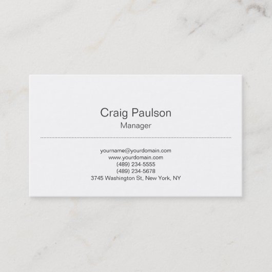Trendy Schlichte Classic Manager Business Card Visitenkarte (Vorderseite)