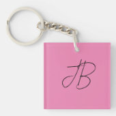 Trendy schlichte, fette Monogramm-Initialen pink Schlüsselanhänger (Vorderseite)