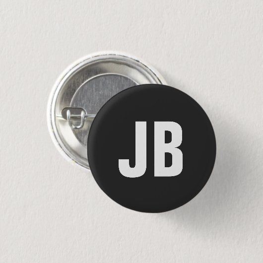 Trendy schlichte, fette Monogramm-Initialen schwar Button (Vorne & Hinten)