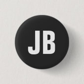 Trendy schlichte, fette Monogramm-Initialen schwar Button (Vorderseite)