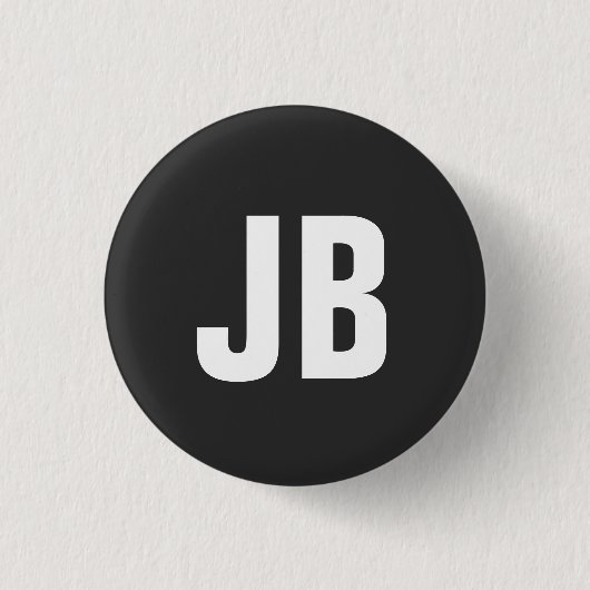 Trendy schlichte, fette Monogramm-Initialen schwar Button (Vorderseite)