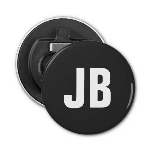 Trendy schlichte, fette Monogramm-Initialen schwar Flaschenöffner (Vorderseite)