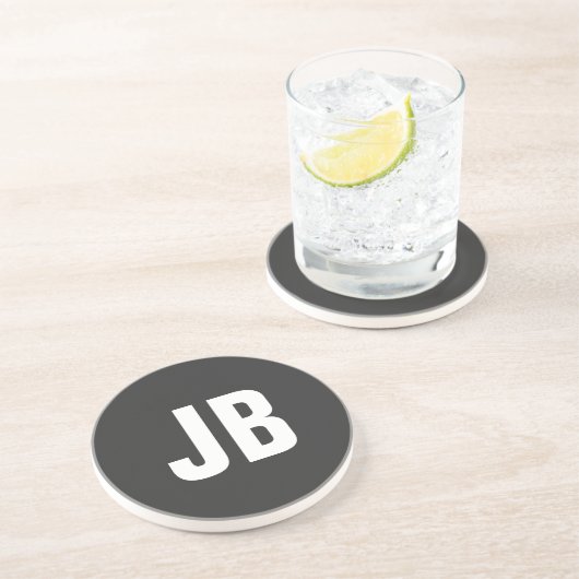 Trendy schlichte, fette Monogramm-Initialen schwar Getränkeuntersetzer (Seite)