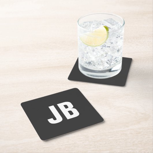 Trendy schlichte, fette Monogramm-Initialen schwar Rechteckiger Pappuntersetzer (Vor Ort)