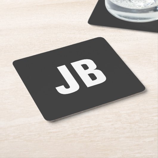Trendy schlichte, fette Monogramm-Initialen schwar Rechteckiger Pappuntersetzer (angewinkelt)