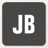 Trendy schlichte, fette Monogramm-Initialen schwar Rechteckiger Pappuntersetzer (Vorderseite)