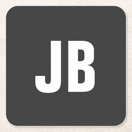 Trendy schlichte, fette Monogramm-Initialen schwar Rechteckiger Pappuntersetzer (Vorderseite)