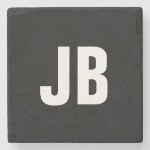 Trendy schlichte, fette Monogramm-Initialen schwar Steinuntersetzer