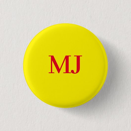 Trendy schlichte Monogramm-Initialen Button (Vorderseite)