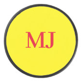 Trendy schlichte Monogramm-Initialen Eishockey Puck (Vorderseite)