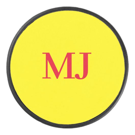 Trendy schlichte Monogramm-Initialen Eishockey Puck (Vorderseite)