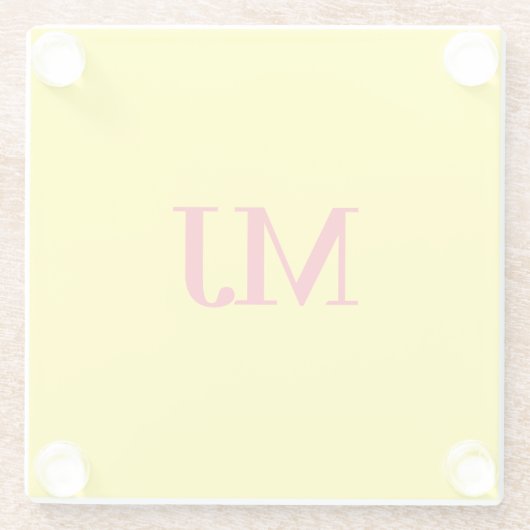Trendy schlichte Monogramm-Initialen Glasuntersetzer (Rückseite)