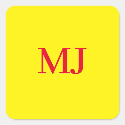 Trendy schlichte Monogramm-Initialen Quadratischer Aufkleber (Vorderseite)