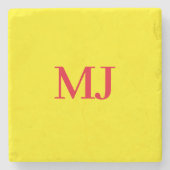 Trendy schlichte Monogramm-Initialen Steinuntersetzer (Vorderseite)