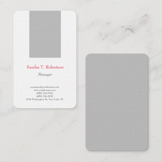 Trendy schlichte, schlicht-minimalistisch silbergr visitenkarte (Vorne/Hinten)