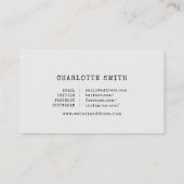 Trendy Schreibwriter Dark Gray Social Media Visitenkarte (Rückseite)