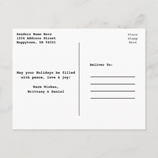 Trendy Schreibwriter Schriftart Happy Holidays Fot Postkarte (Rückseite)